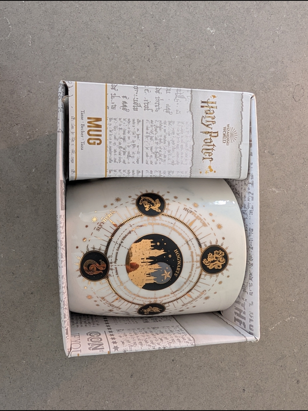 Warner Bros. Gold & White Hogwarts Crest Ceramic Mug